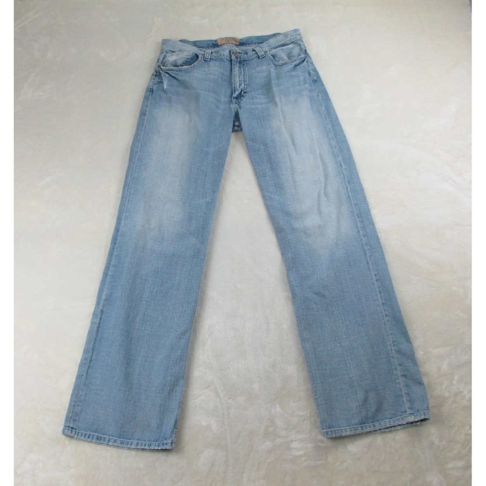 BKE Marshall Pants Mens 36 Blue Denim Jeans Straight Distressed Whiskered 36X36* - Picture 1 of 16
